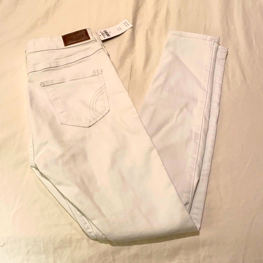 Hollister white ripped high rise skinny jeans, 3S